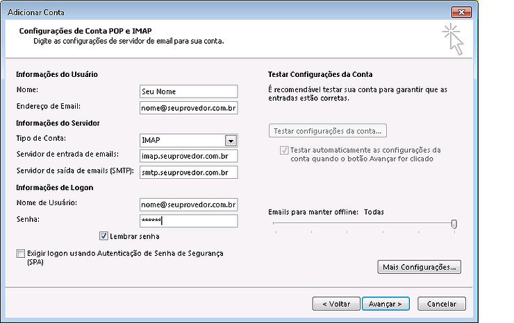 Configurar imap - Consultoria em TI | Computer Consulting
